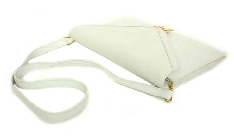 Women's HERMES 1988 Vintage White Swift Leather Convertible Bag/Clutch w Gold H