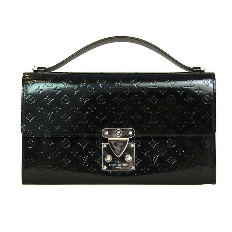 LOUIS VUITTON Black Mini Monogram Glace Anouchka MM Clutch Bag at 1stdibs