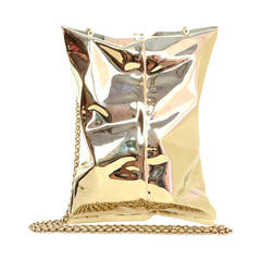 ANYA HINDMARCH Gold Crisp Packet Clutch Bag