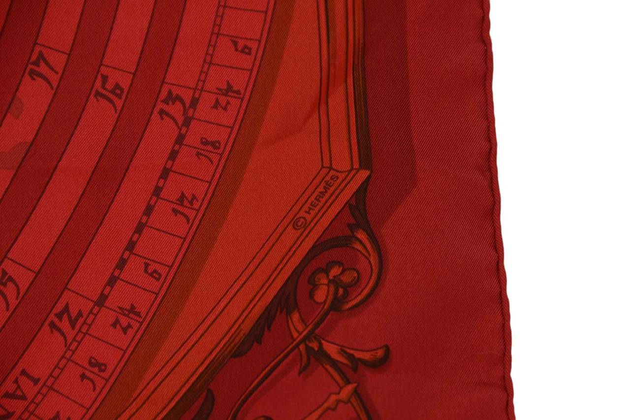 HERMES Red Dip-Dyed Zodiac Print 90 cm Silk Scarf rt. $455 1