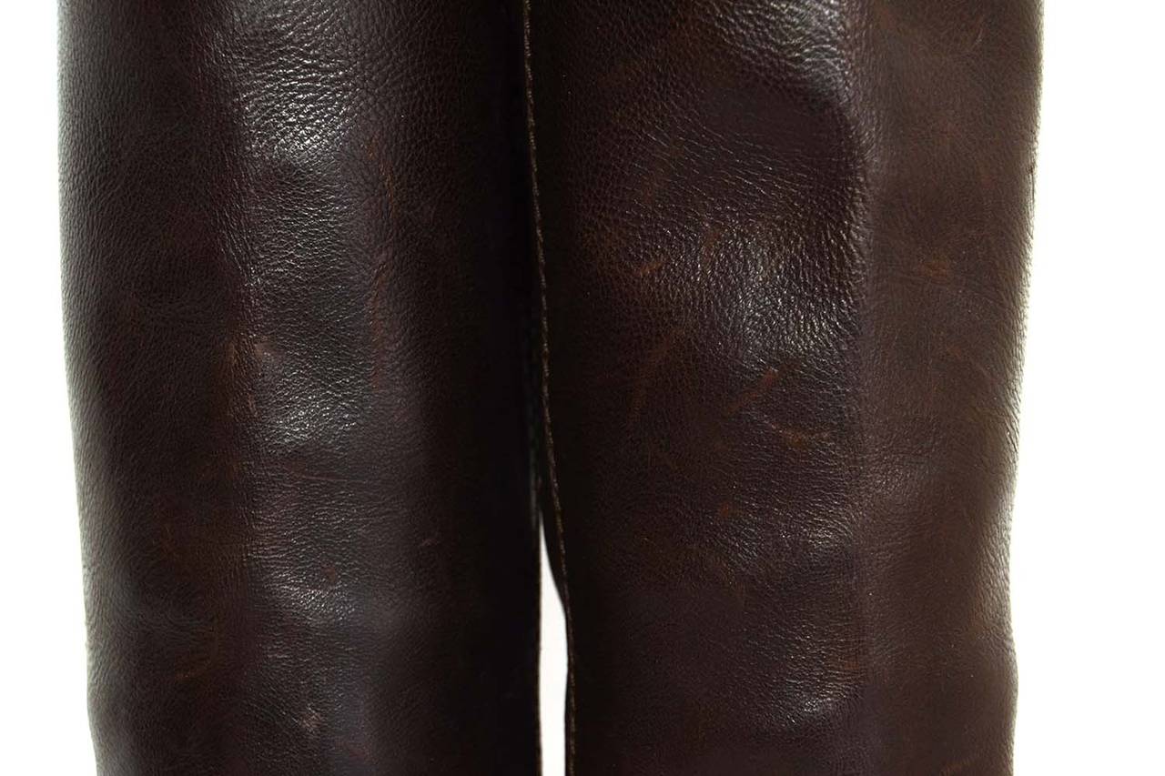 CHANEL Brown Leather Riding Boots sz 38 3
