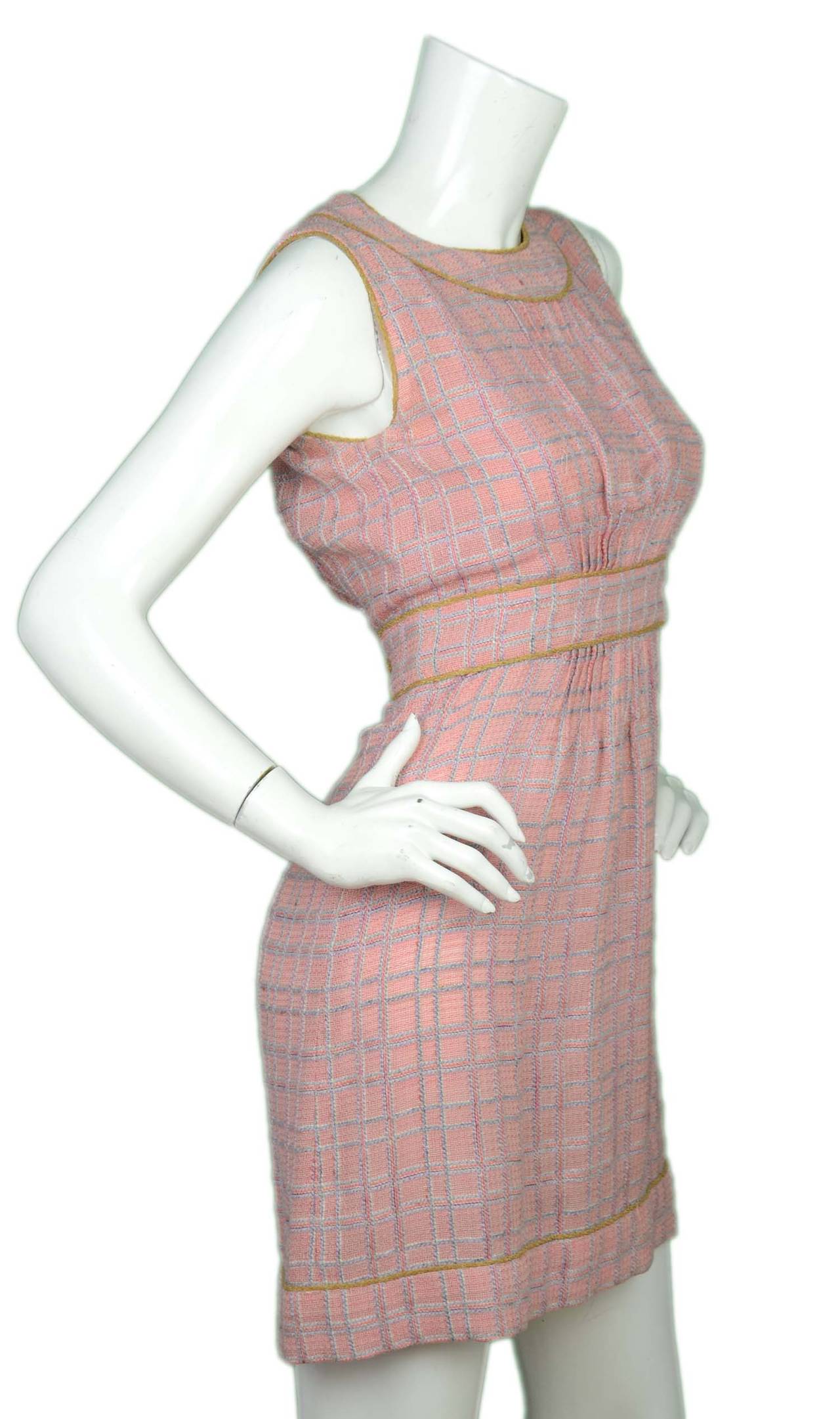 CHANEL 2004 Pink & Blue Plaid Sleeveless Dress sz 38