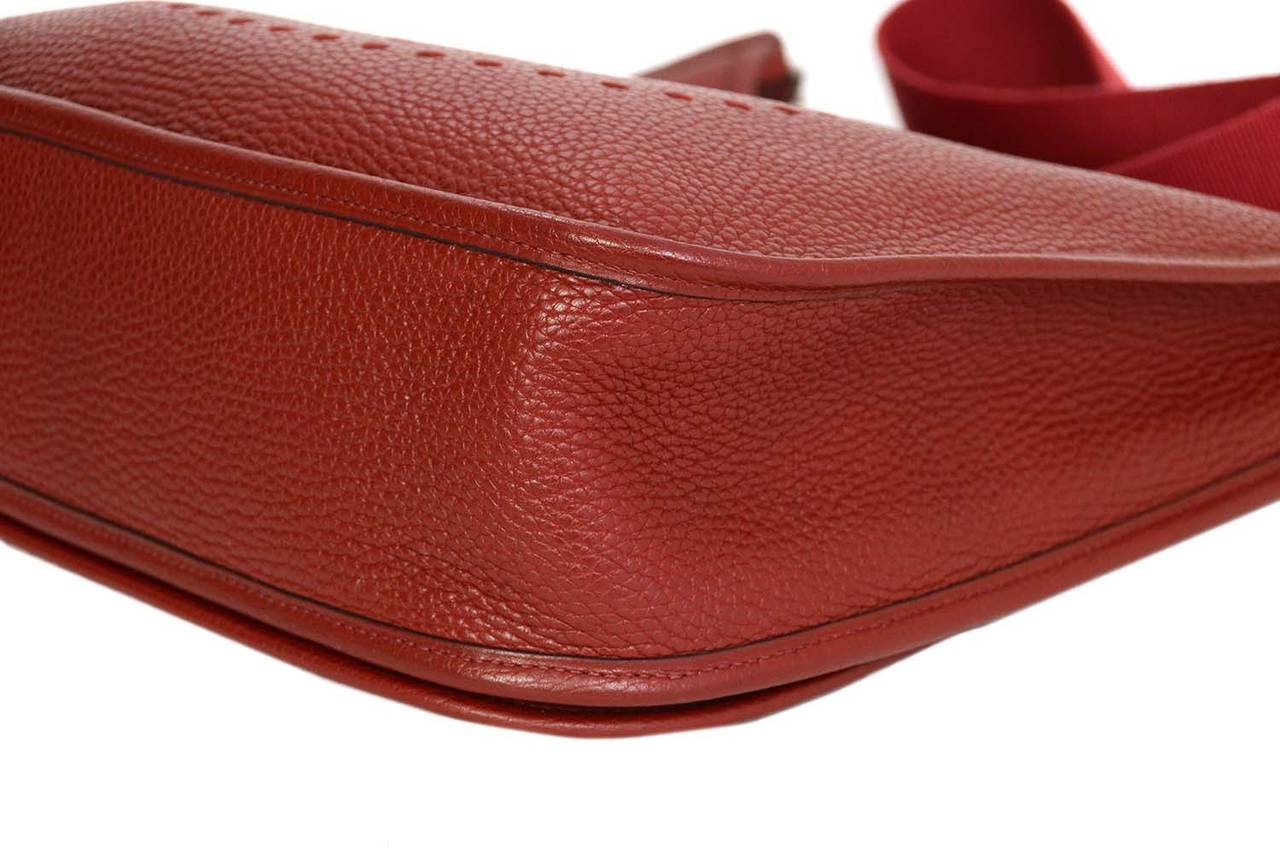 HERMES 2004 Rubis Clemence Leather Evelyne II Crossbody Bag GM rt ...