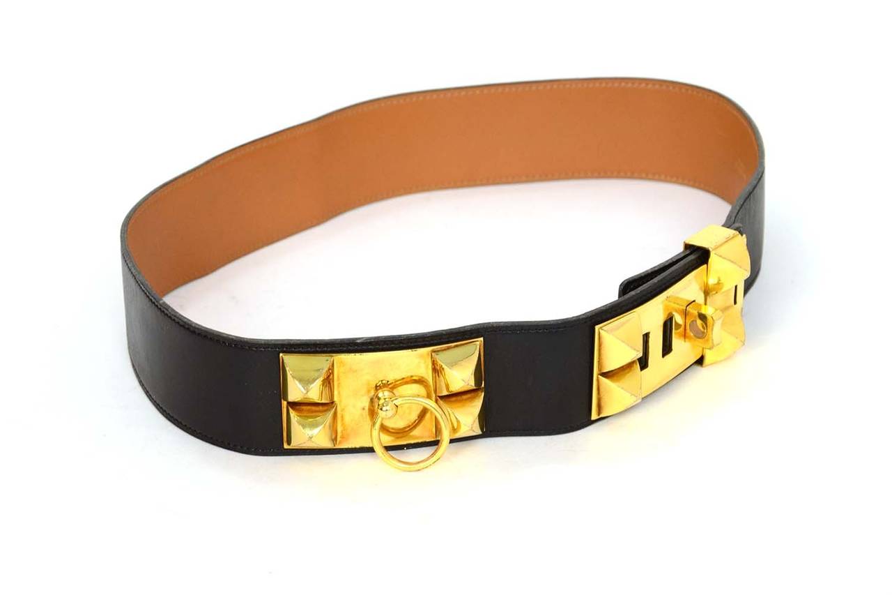 Hermes Vintage '85 Black Leather Medor Collier De Chien CDC Belt

    Made in: France
    Year of Production: 1985
    Color: Black
    Hardware: Gold plated
    Materials: Leather and metal
    Serial Number/Date Stamp: C stamp in circle
  