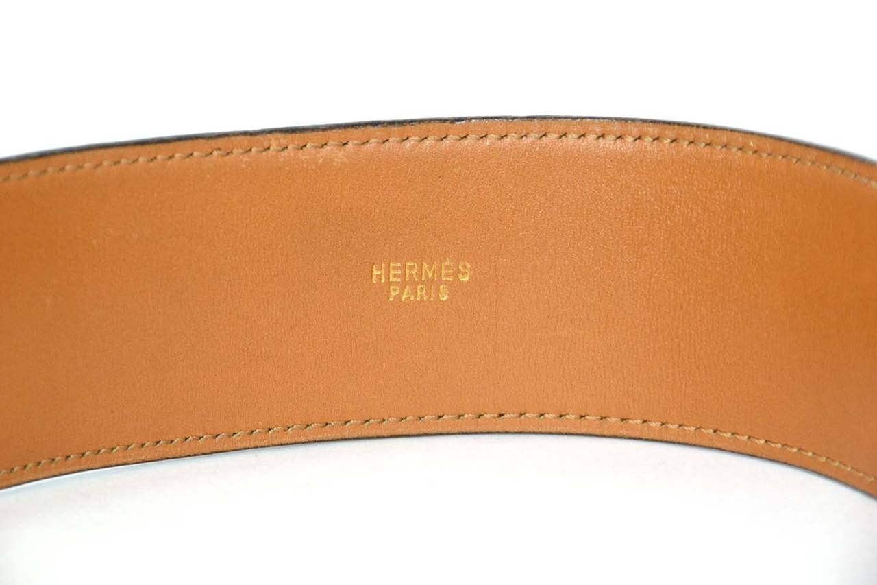 HERMES Vintage 1985 Black Leather Medor Collier De Chien CDC Belt In Excellent Condition In New York, NY