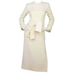 AWAKE Long Sleeve White Dress w/Thick White Sash Tie sz. 38 rt $895