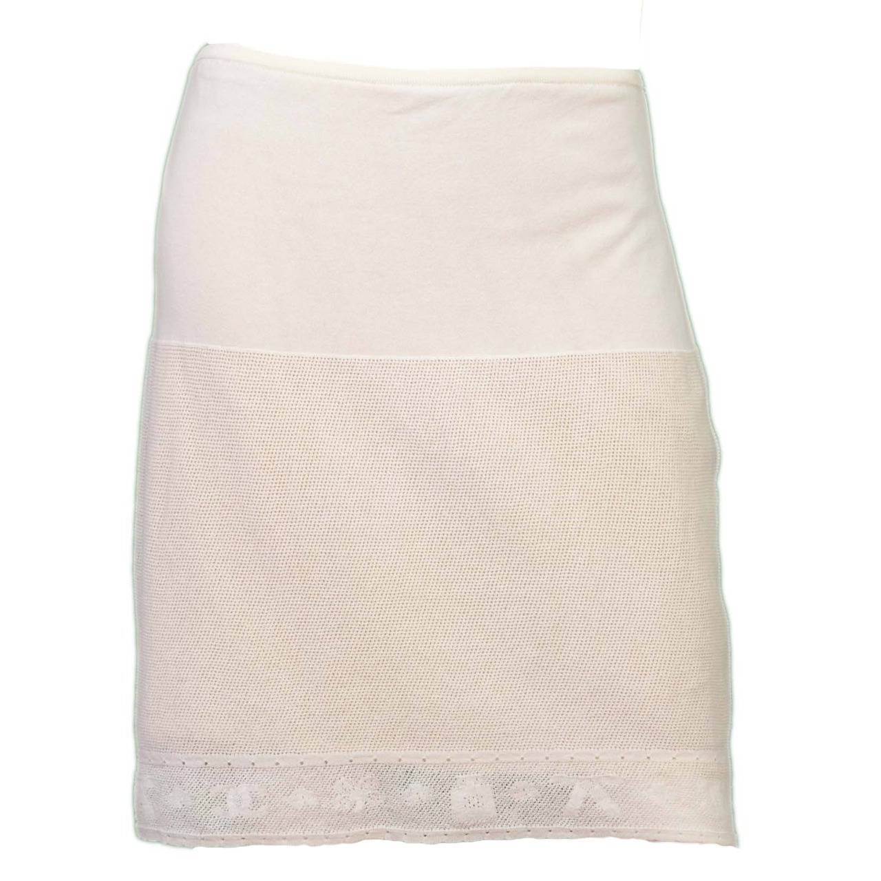 CHANEL 2003 White Perforated Stretch Skirt sz 38
