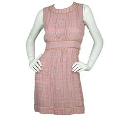 CHANEL 2004 Pink & Blue Plaid Sleeveless Dress sz 38