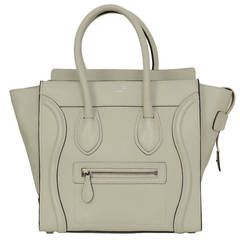 CELINE Pale Mint Green Pebbled Leather Micro Luggage Tote Bag rt. $2, 900