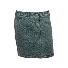 Chanel Camellia Quilted Denim Pencil Skirt sz.40