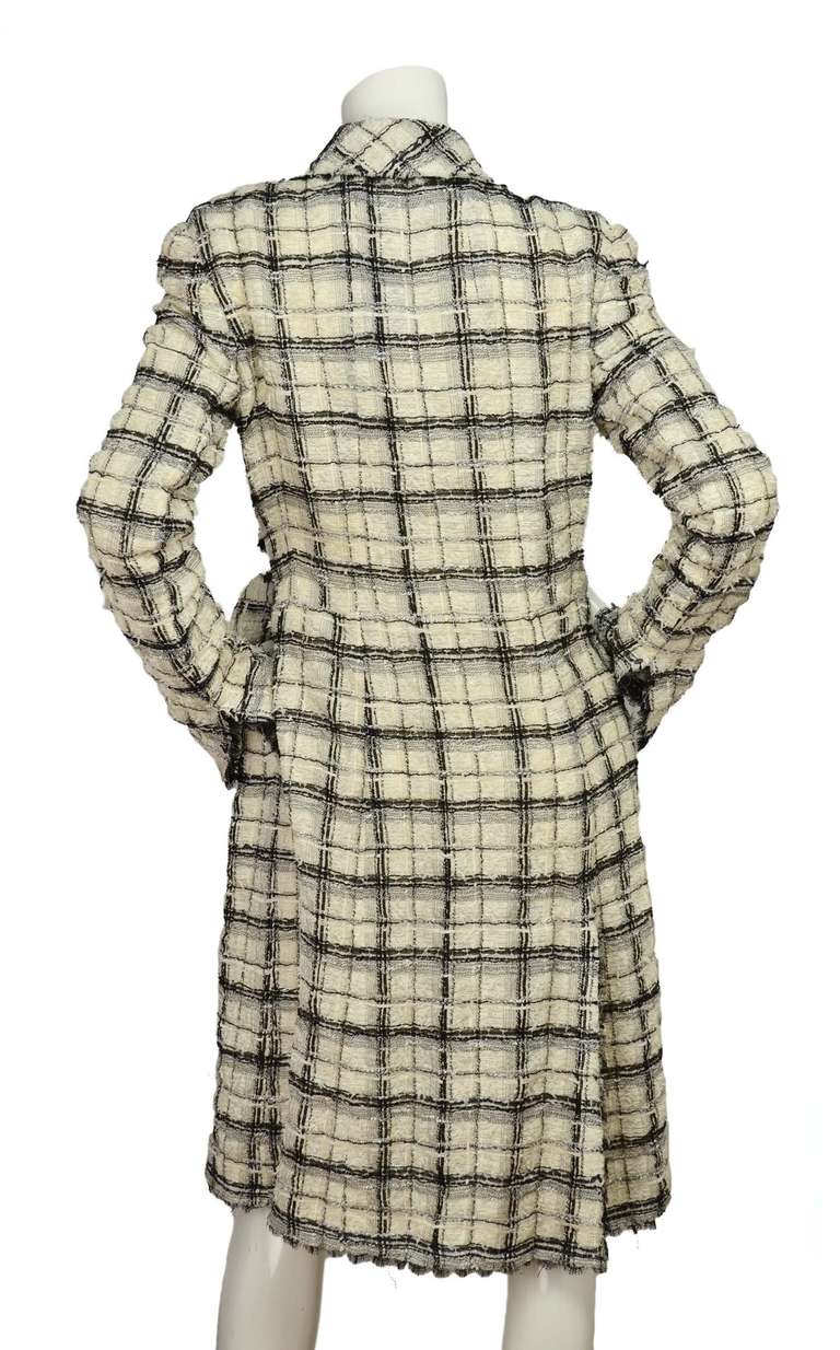 CHANEL 2005 Black/White Tweed Wrap Coat rt.$5, 000  sz.42 In Excellent Condition In New York, NY