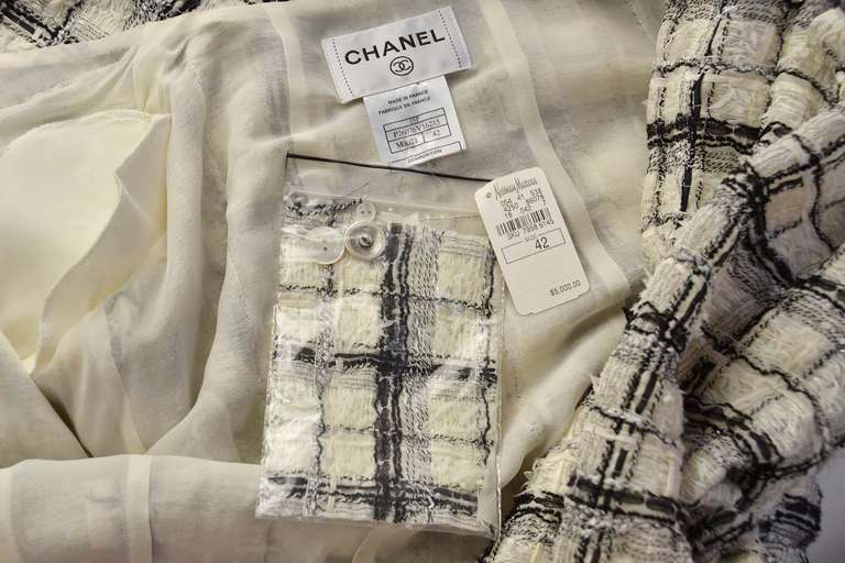 CHANEL 2005 Black/White Tweed Wrap Coat rt.$5, 000  sz.42 1