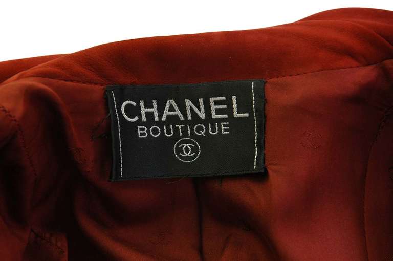 Women's CHANEL Dark Red Suede Doubled Breasted Coat - Sz 4