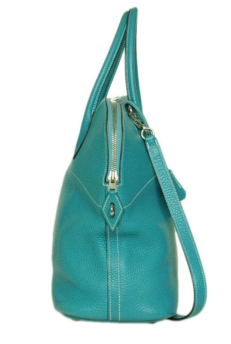 Hermes 2004 Blue Jean Togo Leather 35cm Bolide Bag w. Strap