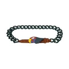PRADA Green Resin Chain Link Belt w/Parrot Buckle sz 90