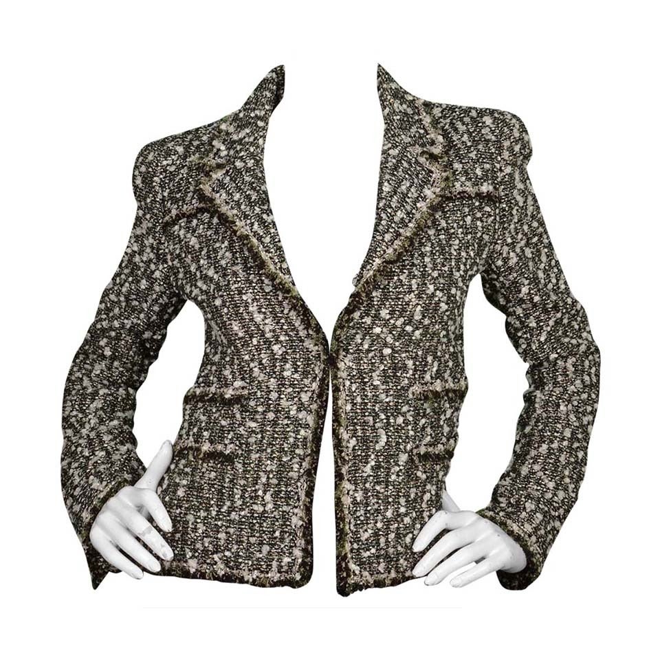 Iconic jacket Chanel tweed Black White Golden Metallic ref.154468