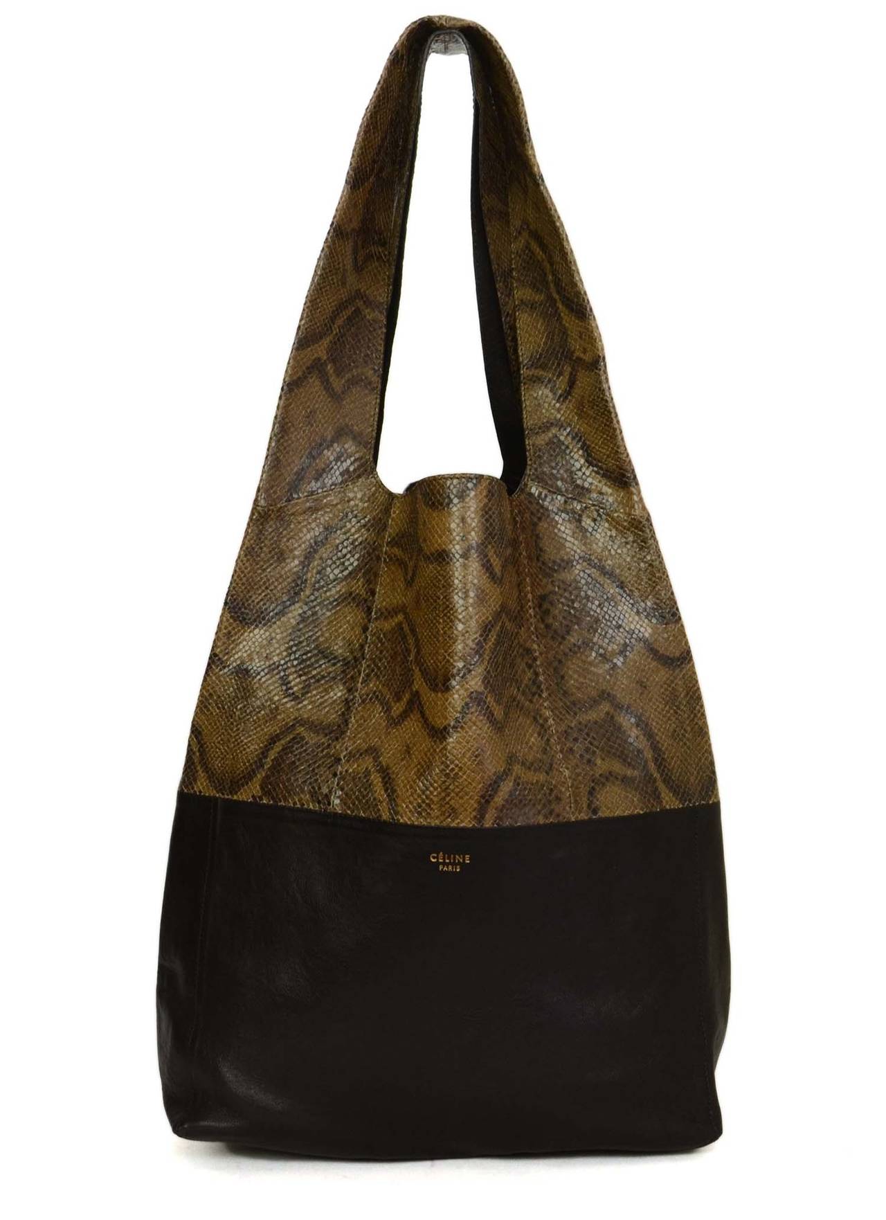 celine python print leather handbag cabas  