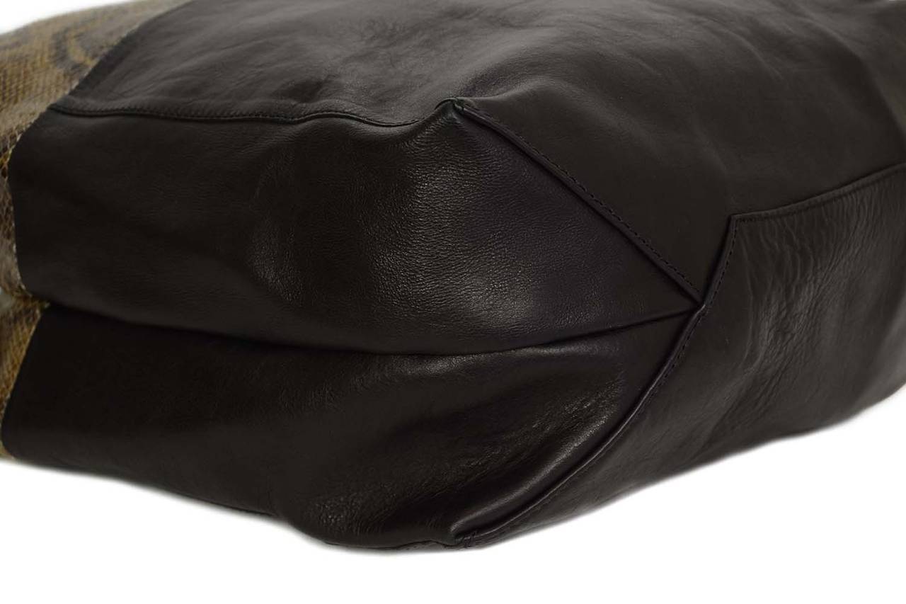 CELINE Brown/Black Snakeskin and Leather Cabas Tote Bag at 1stdibs