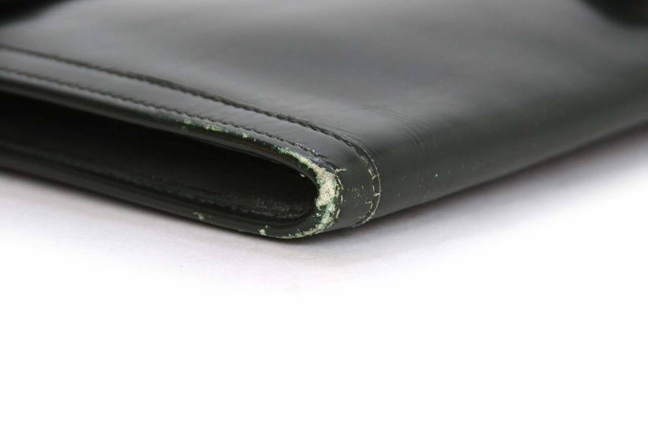 HERMES Vintage \u0026#39;80s Dark Green Box Leather Jige PM Clutch Bag rt ...