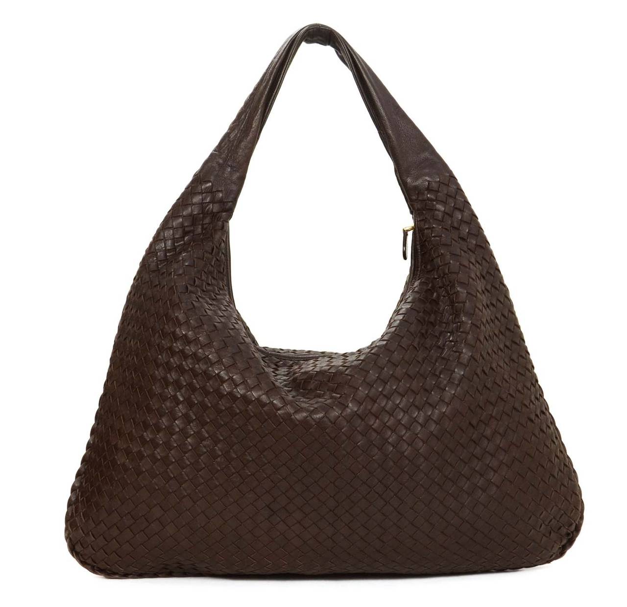 Bottega Veneta Dark Brown Intrecciato Leather Maxi Veneta Hobo Bottega  Veneta