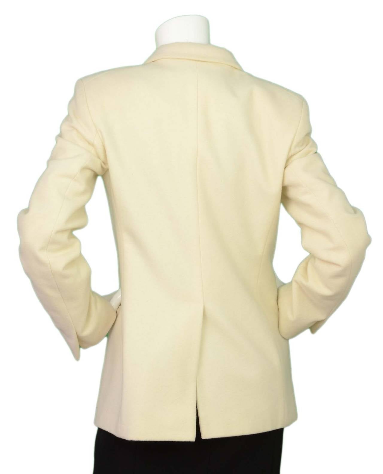 White JIL SANDER Ivory Cashmere Single Breasted Jacket sz 38