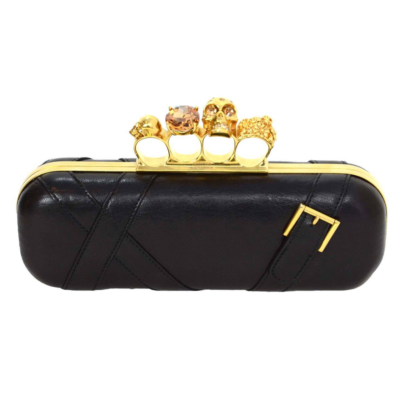 ALEXANDER MCQUEEN Black Leather Knuckle Clutch