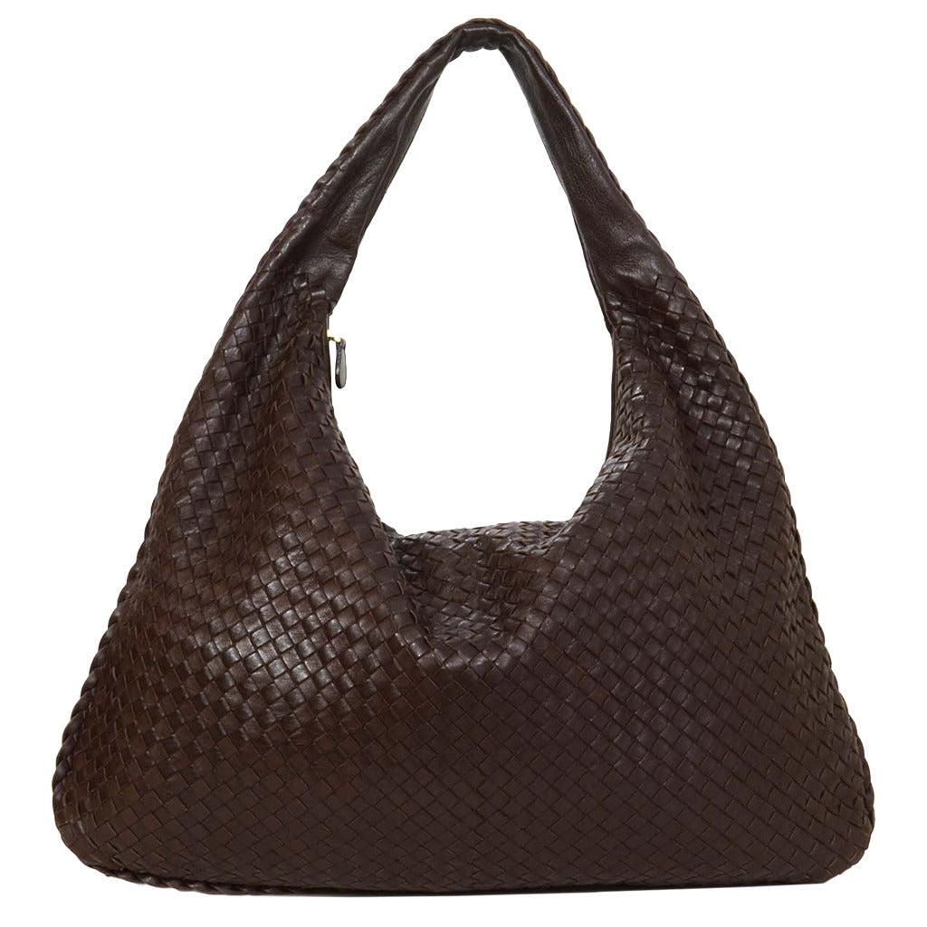 BOTTEGA VENETA Ebano Woven Leather Maxi Intrecciato Hobo Bag rt. $3 ...