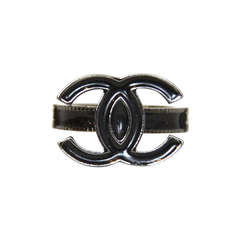 CHANEL Black CC Ring - Sz 6