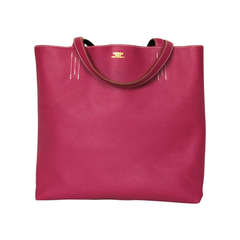 Hermes 2013 Tosca Pink & Brown Reversible Leather Double Sens Tote Bag