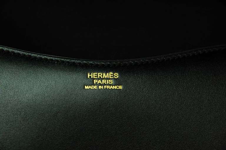 Hermes Black Noir Box Leather Sac Passe Guide Saddle Bag 1