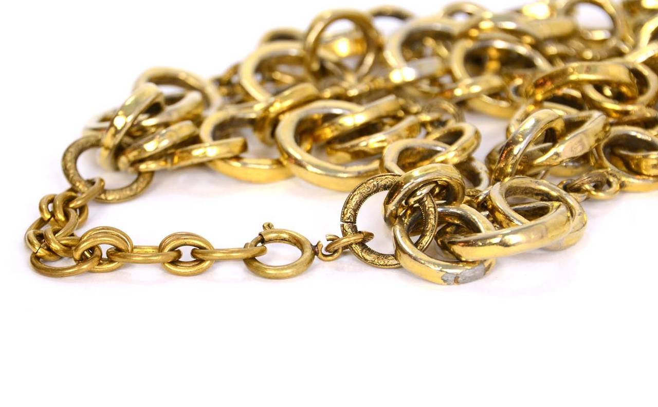 CHANEL Vintage '85 Gold Muti-Strand Chain Link Necklace In Excellent Condition In New York, NY