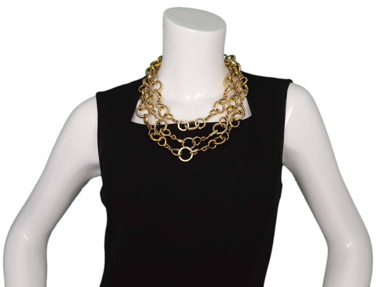 CHANEL Vintage '85 Gold Muti-Strand Chain Link Necklace 1