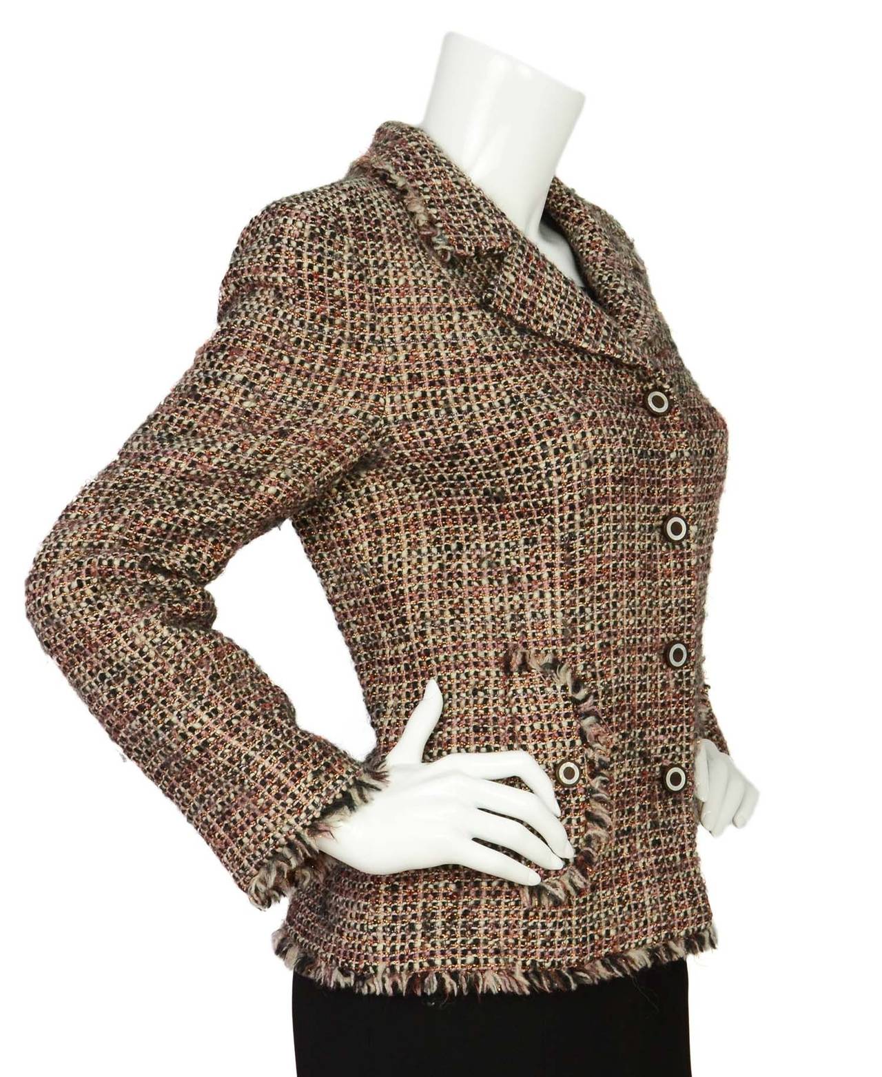 CHANEL Plum & Metallic Tweed Jacket sz 42