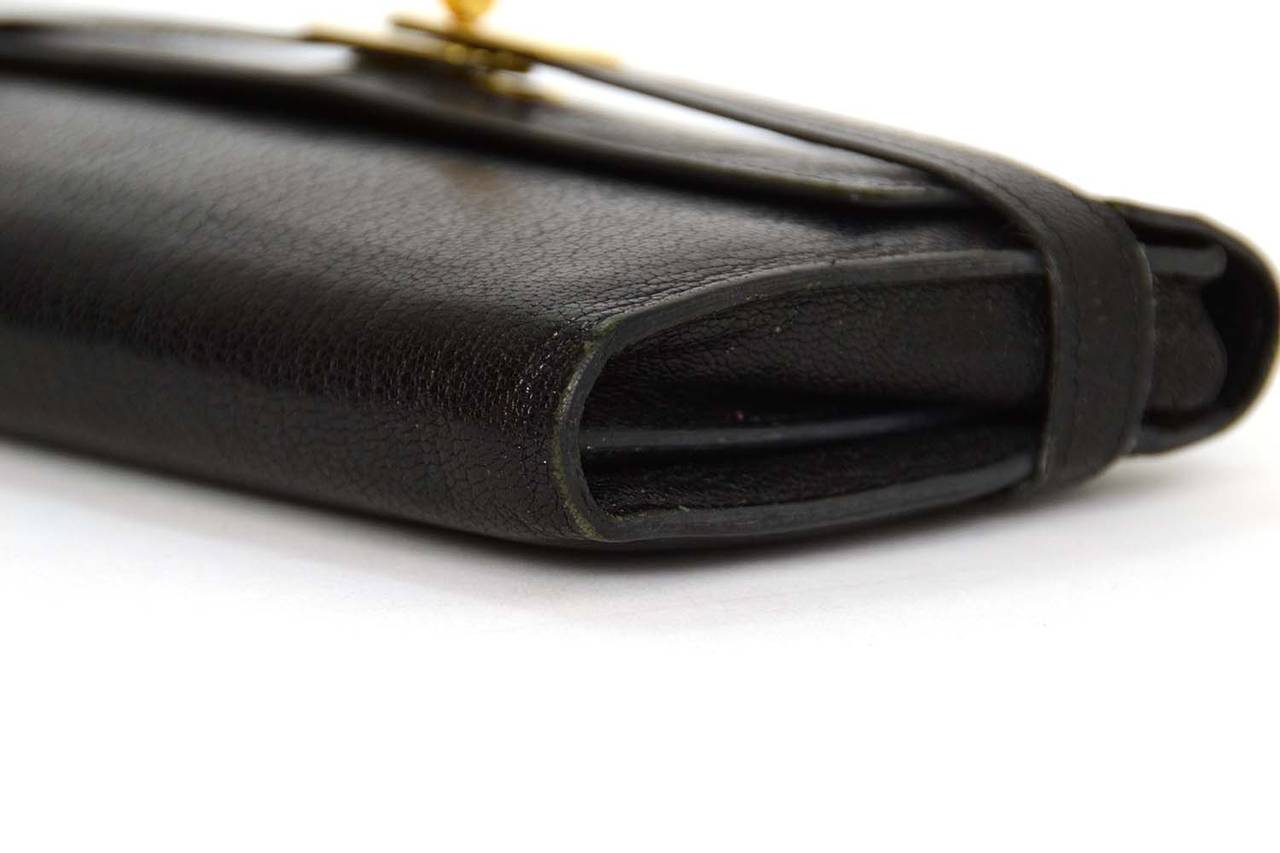 Women's or Men's HERMES Black Chevre Kelly Wallet GHW