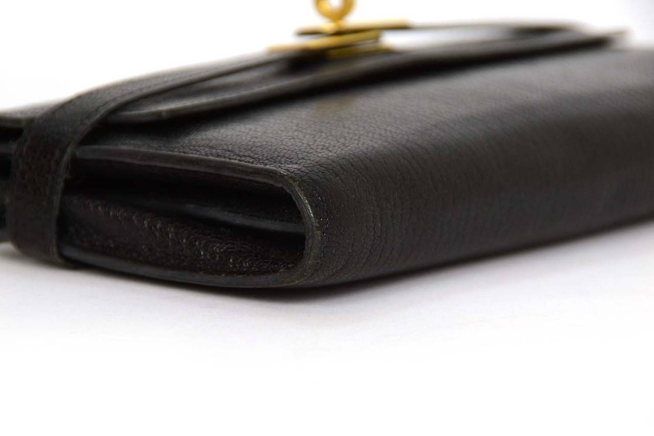 HERMES Black Chevre Kelly Wallet GHW 1