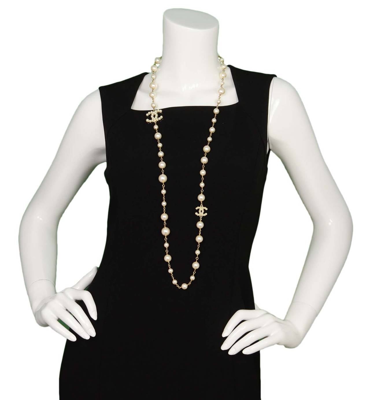 Women's CHANEL Pearl & CC Pendant Long Necklace