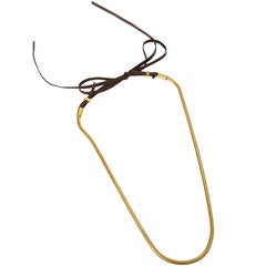 LANVIN Gold Chain & Brown Leather Wrap Belt/Necklace