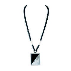 Erte Vintage Sterling & 14k Gold Beloved Pin/Pendant Necklace 8