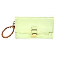 Lanvin Mint Green Leather Wristlet Clutch Bag