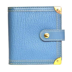 Louis Vuitton Blue Suhali Leather Compact Wallet Rt. $690