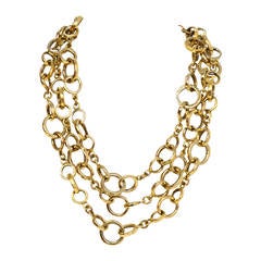 CHANEL Vintage '85 Gold Muti-Strand Chain Link Necklace