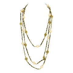 CHANEL Vintage '94 Leather Woven Gold Chain Link Necklace 6