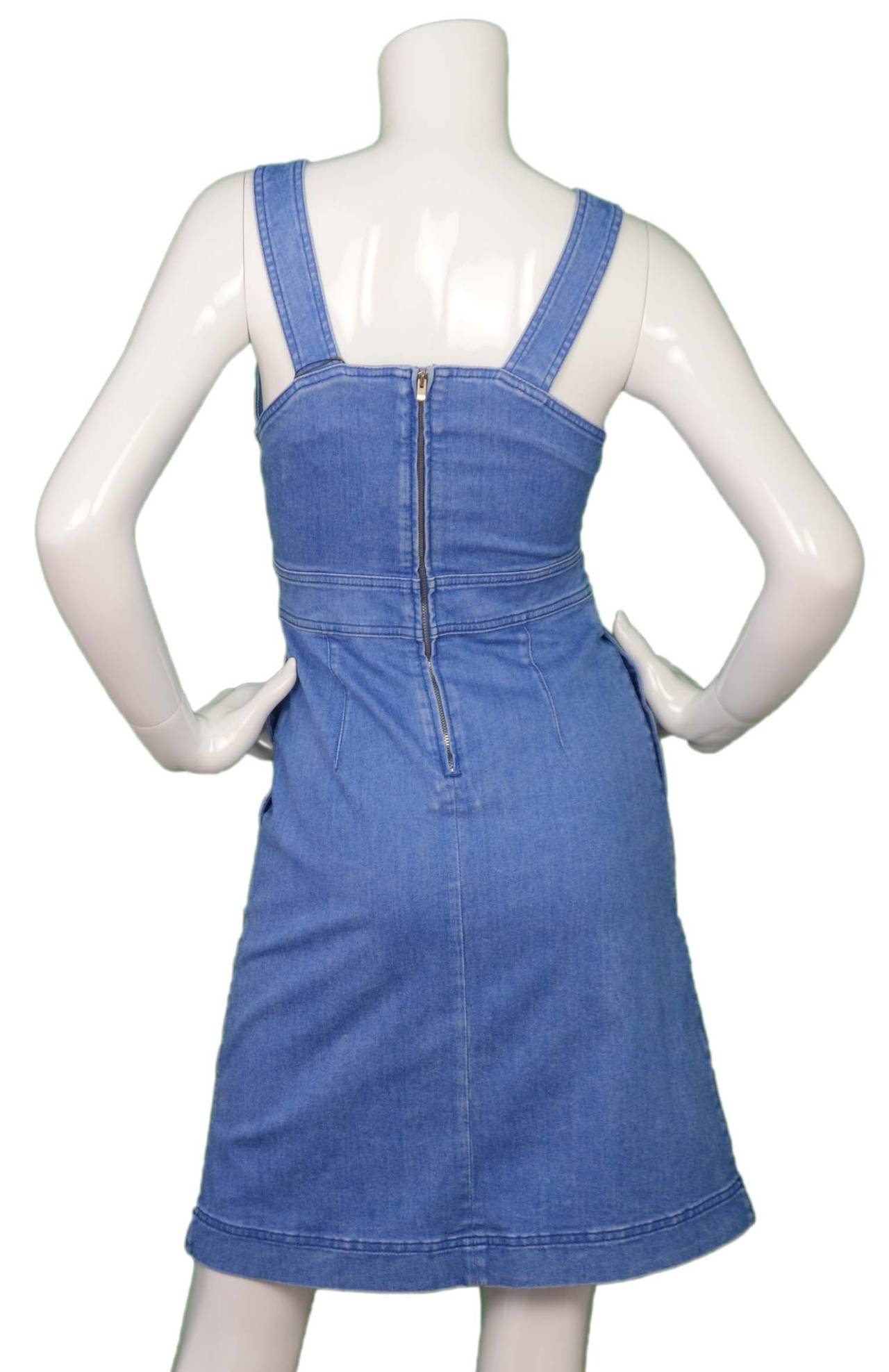 STELLA MCCARTNEY Denim Keyhole Mini Dress sz 38 In Excellent Condition In New York, NY