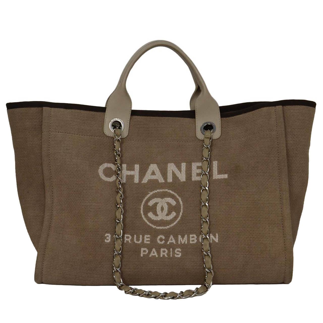 CHANEL Canvas Medium Deauville Tote Orange 592930