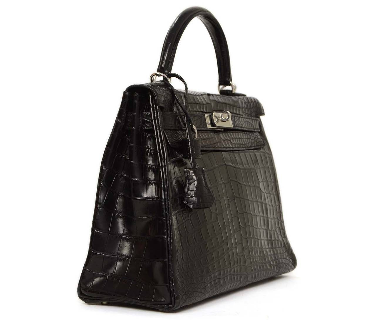 HERMES Black Nilo Crocodile 32cm Kelly Bag PHW at 1stdibs  