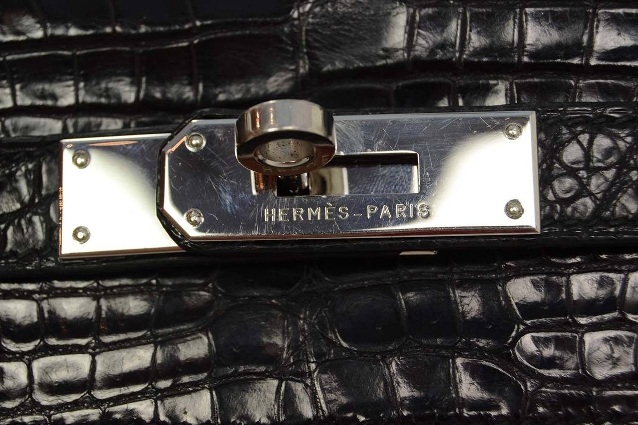 Women's HERMES Black Nilo Crocodile 32cm Kelly Bag PHW