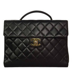 CHANEL Retro 90's Black Quilted Lambskin Attache GHW