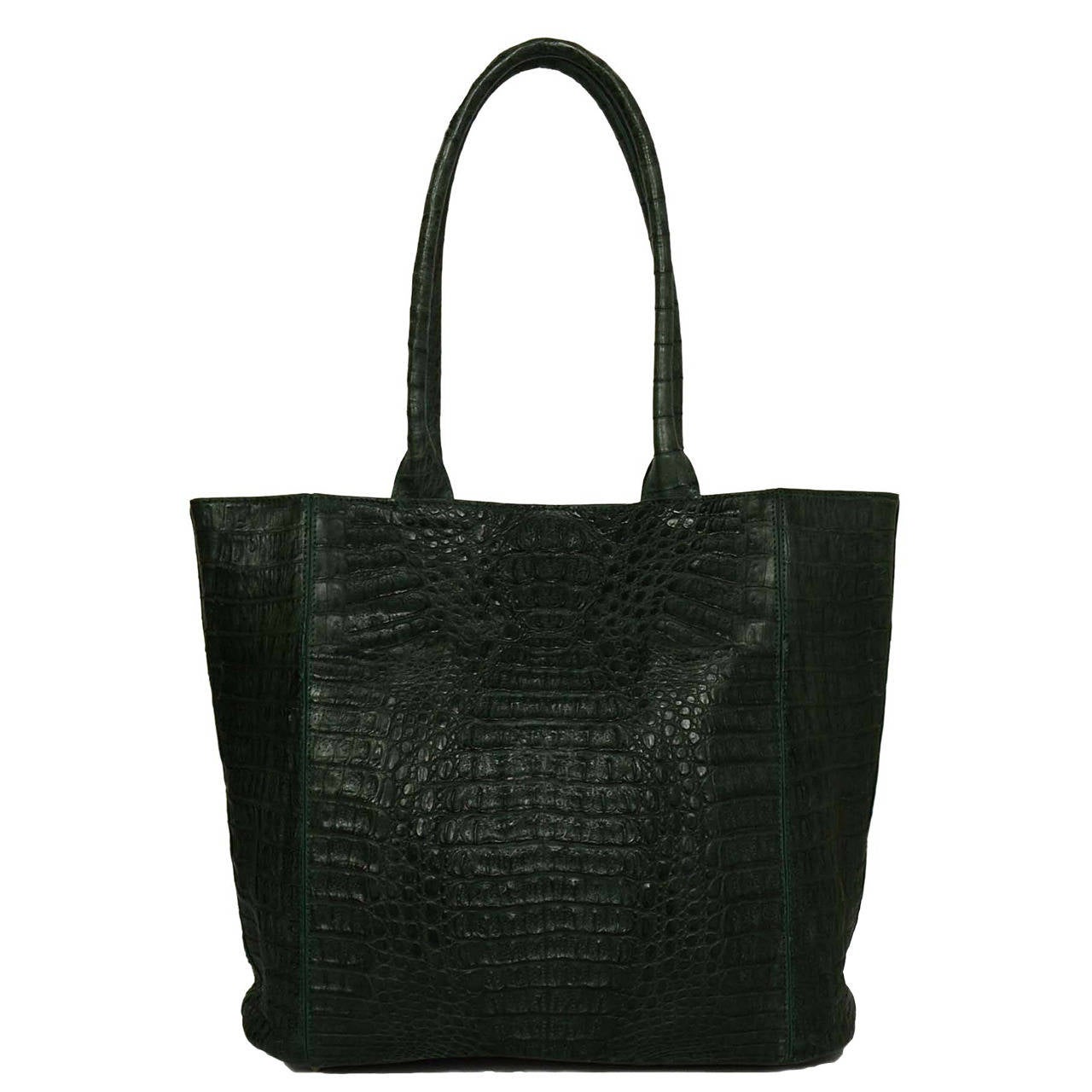 Green Crocodile Tote Bag SHW