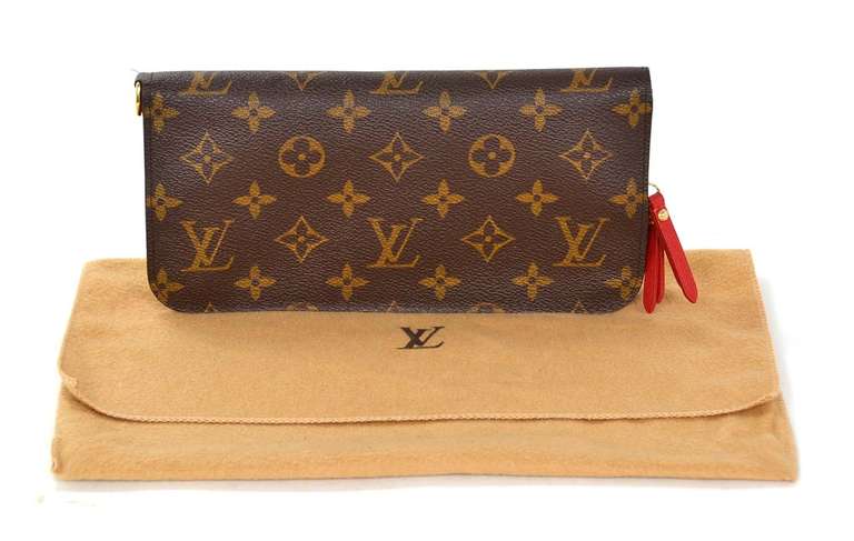 LOUIS VUITTON Monogram Long Insolite Wallet W/Red Lining at 1stdibs