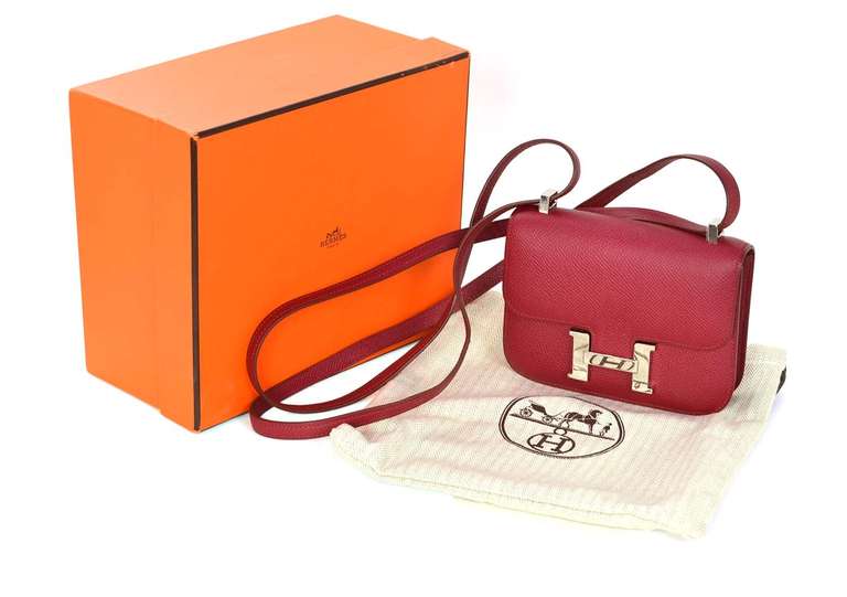 Hermes Rubis Red Epsom Leather 14 Cm Micro Constance Cross Body Bag 3